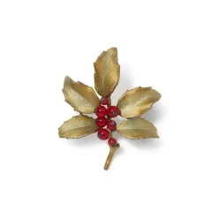 Holly Berry Jade Brooch