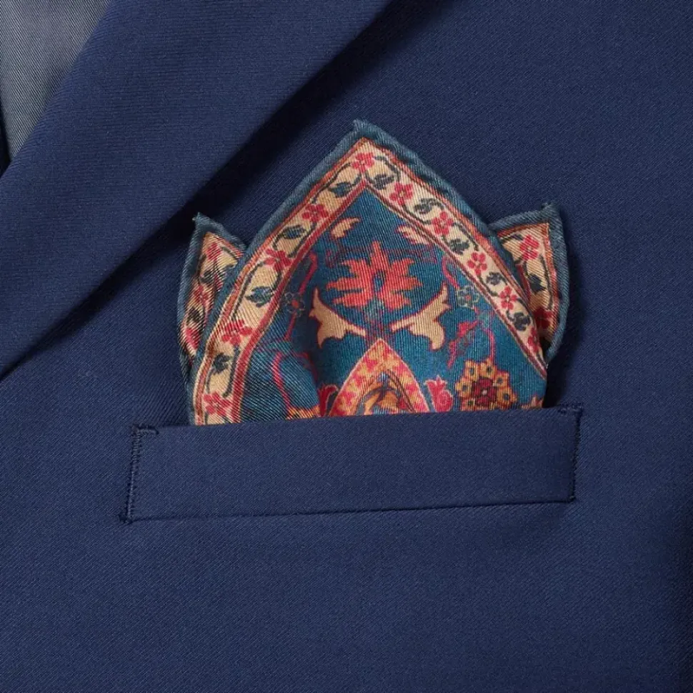 Iranian Vase Carpet Silk Pocket Square