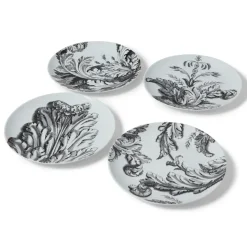 Italian Etched Leaves Side Plate Set
