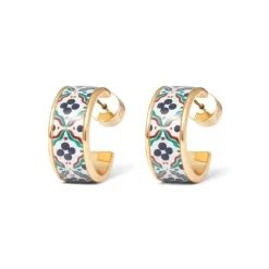 Iznik Cintamani Enamel Hoop Earrings