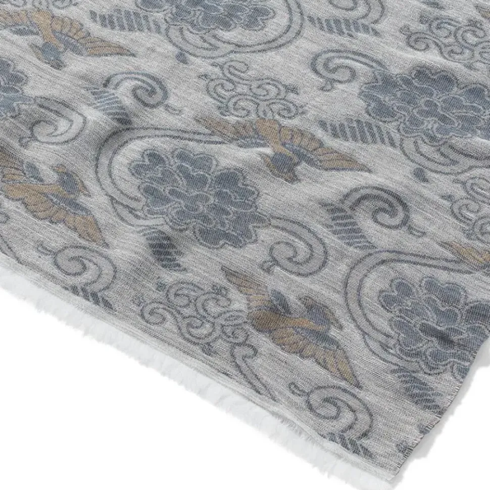 Japanese Birds And Flowers Oversize Jacquard Shawl