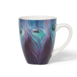 Louis C. Tiffany Peacock Feather Covered Mug With Tea Infuser