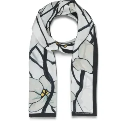 Louis C. Tiffany White Magnolia Oblong Silk Scarf