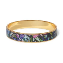 Magnolias And Irises Enamel Bangle