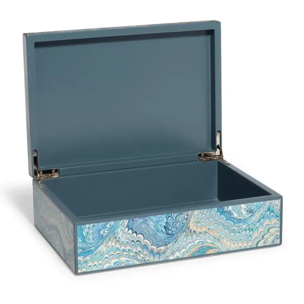 Marbled Paper Rectangular Lacquer Box
