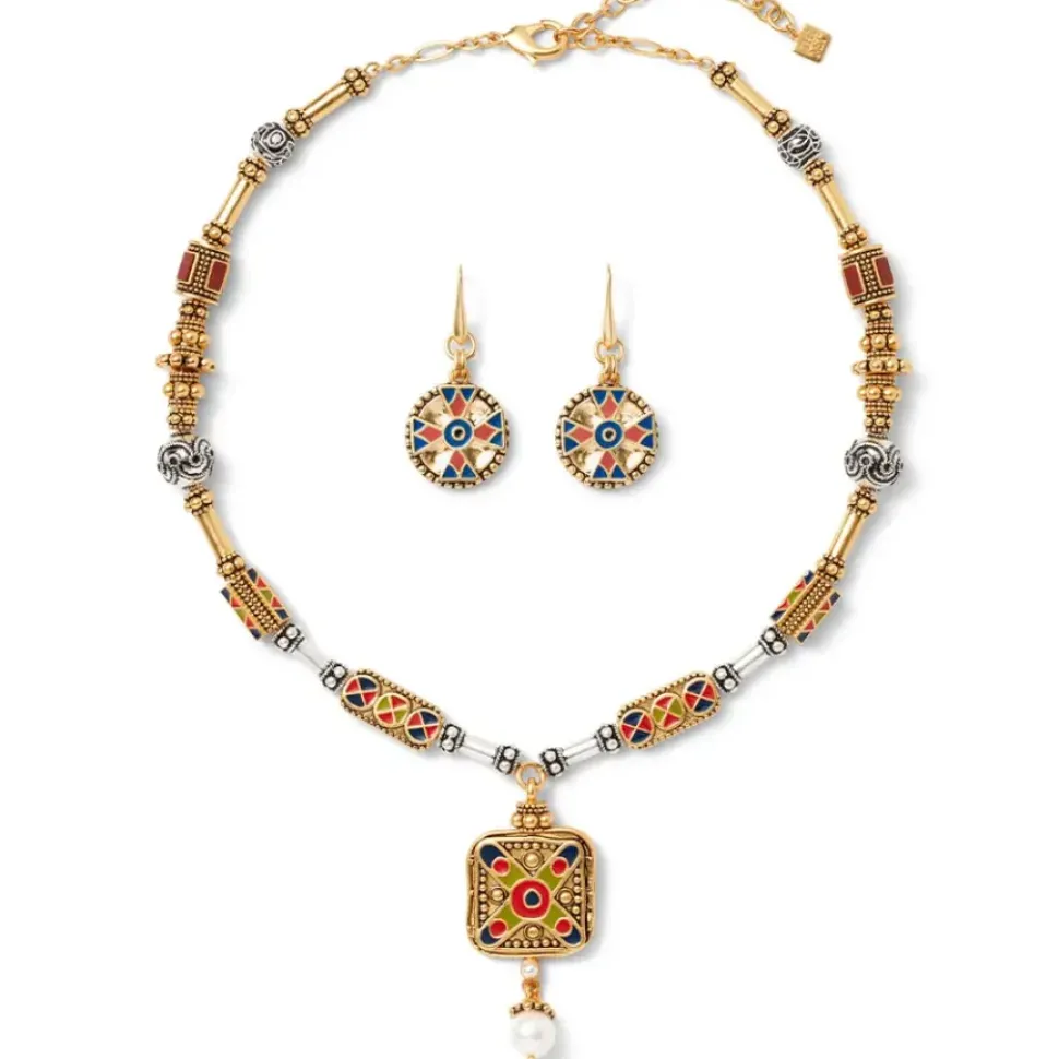 Medieval Byzantine Statement Necklace And Drop Earrings Set