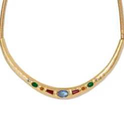 Medieval Stone Collar Necklace And Hoop Earrings Set