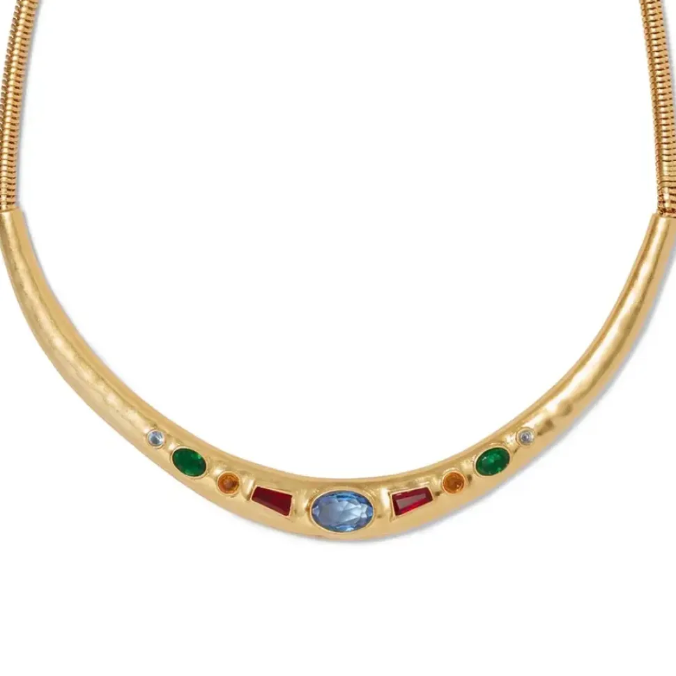 Medieval Stone Collar Necklace And Hoop Earrings Set