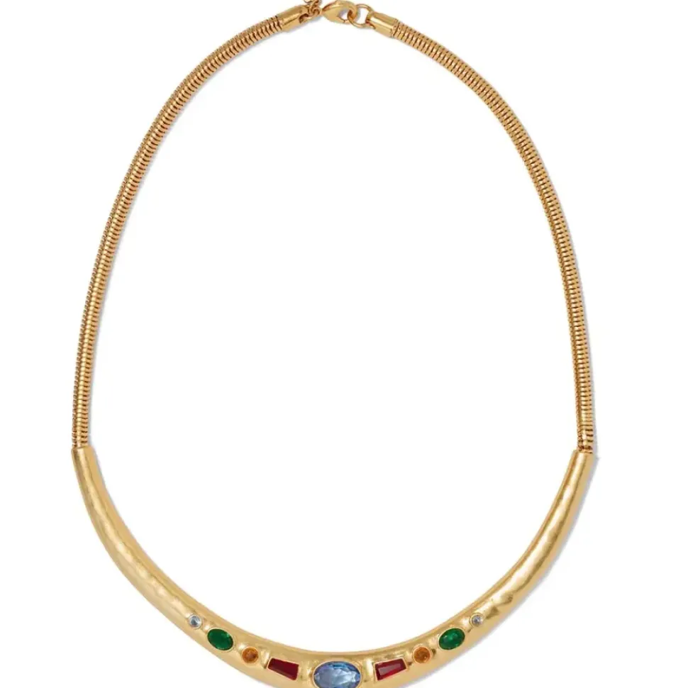Medieval Stone Collar Necklace And Hoop Earrings Set
