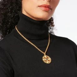 Medieval Stone Medallion Pendant Necklace