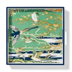 Ming Birds And Flowering Branches Lacquer Tray