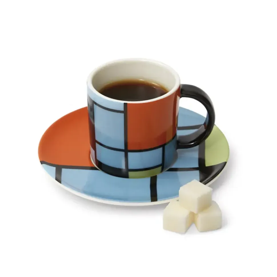 Mondrian Composition Espresso Cup And Saucer