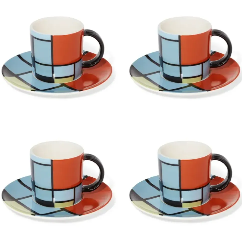 Mondrian Composition Espresso Cup And Saucer