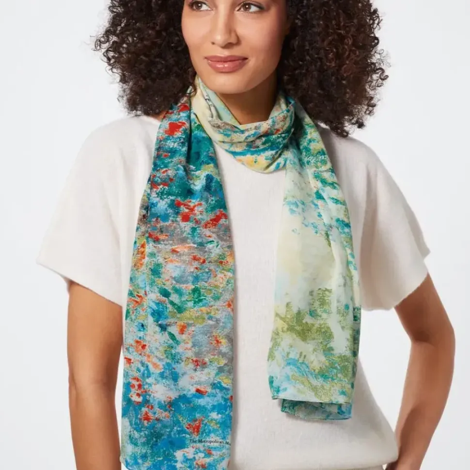 Monet Garden At Argenteuil Oblong Silk Scarf
