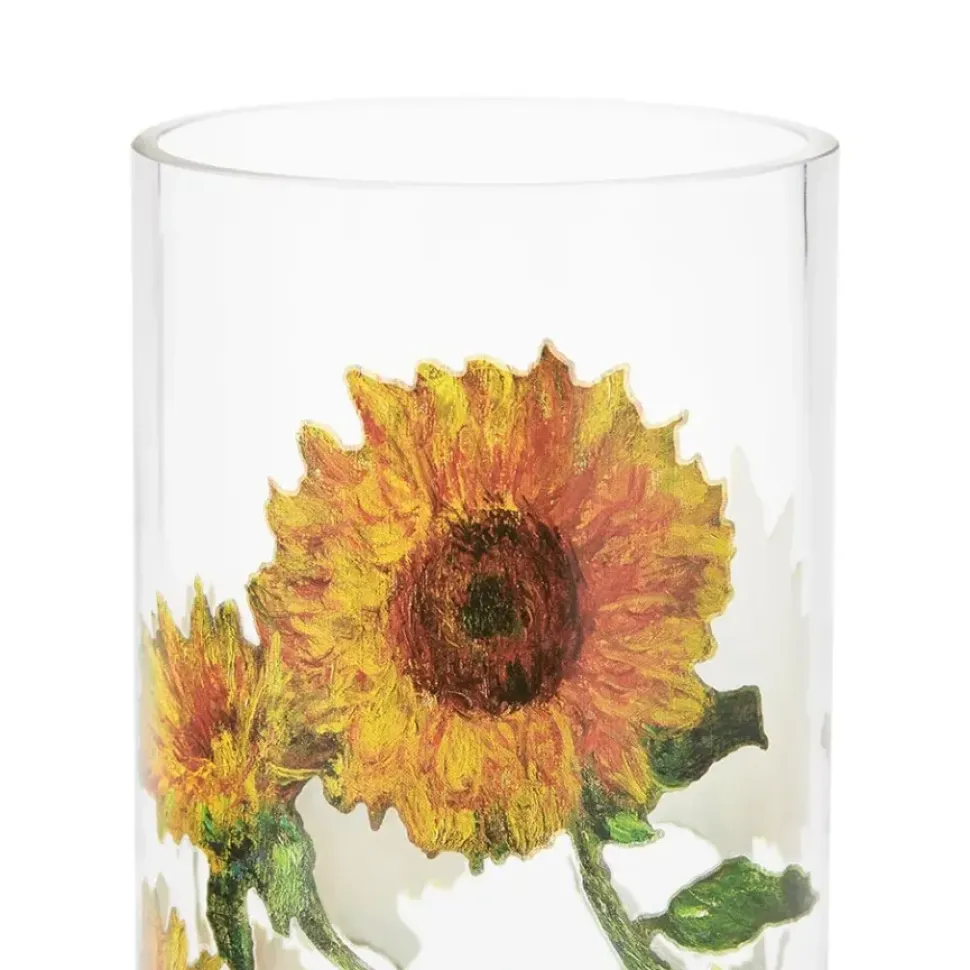 Monet Sunflowers Glass Vase