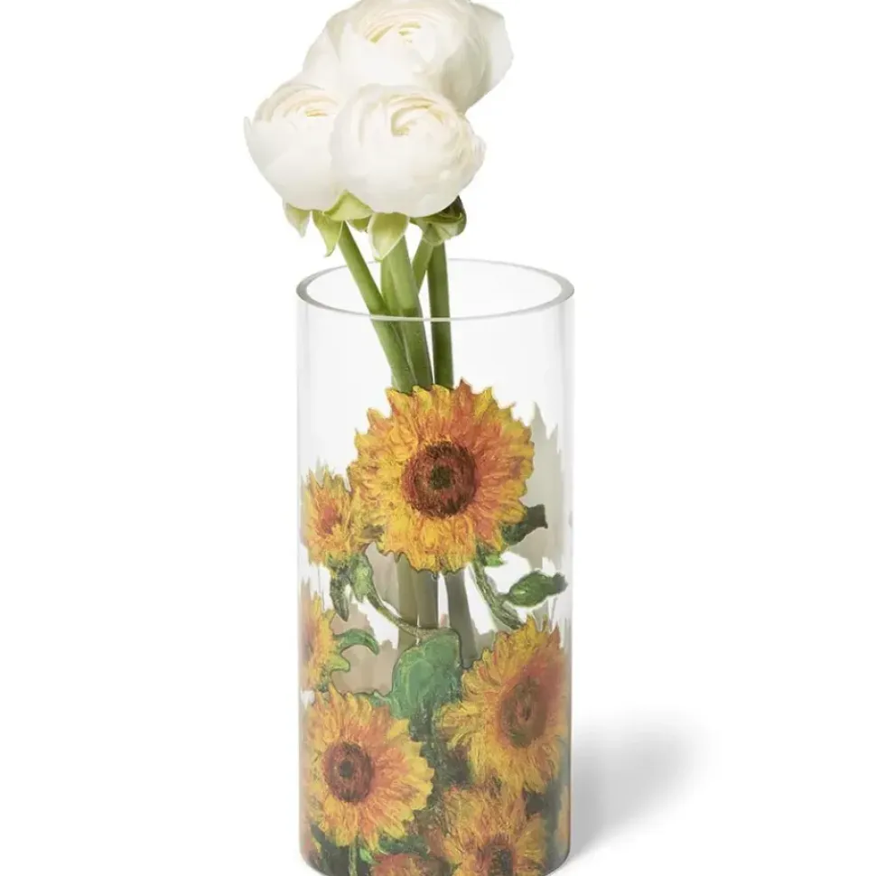 Monet Sunflowers Glass Vase