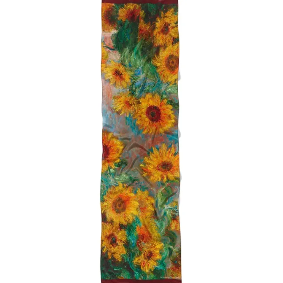 Monet Sunflowers Oblong Silk Scarf