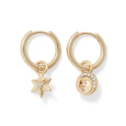 Moon And Star Hoop Earrings