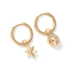 Moon And Star Hoop Earrings