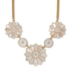 Mother-Of-Pearl Mosaic Statement Necklace And Earrings Set