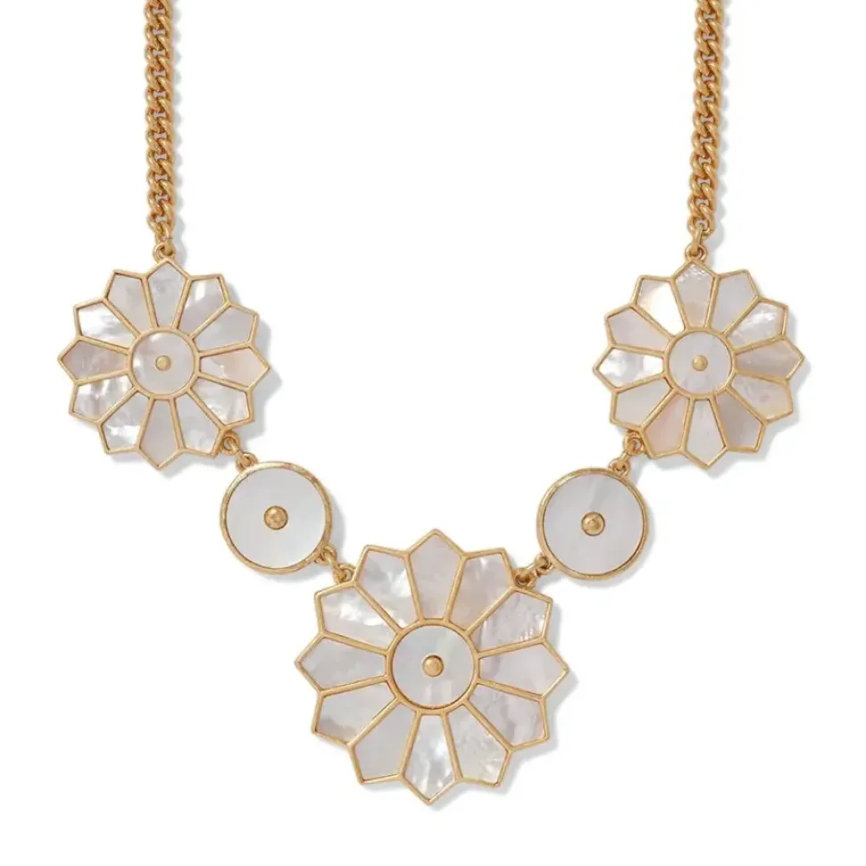 Mother-Of-Pearl Mosaic Statement Necklace And Earrings Set