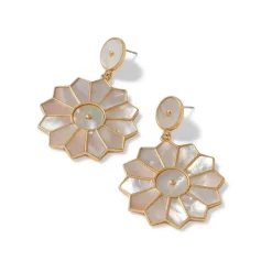 Mother-Of-Pearl Mosaic Statement Double-Drop Earrings