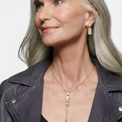 Mother-Of-Pearl Tile Double Lariat Necklace