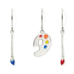 Paintbrush And Palette Drop Earrings