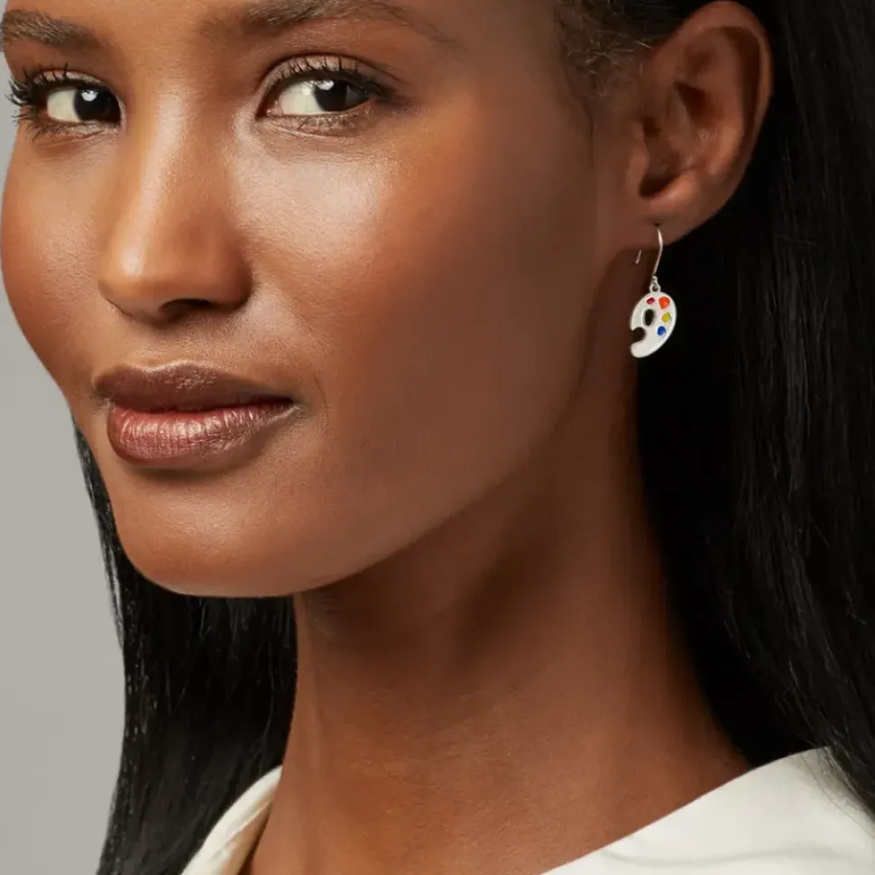 Paintbrush And Palette Drop Earrings