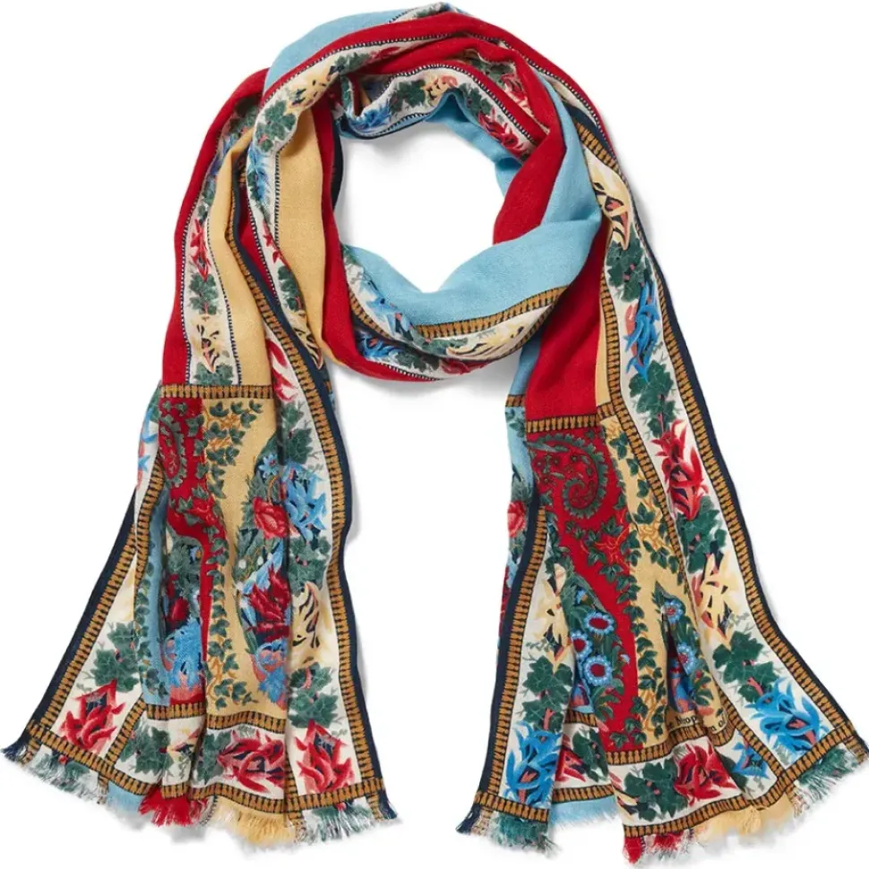 Paisley Border Striped Oblong Wool Scarf