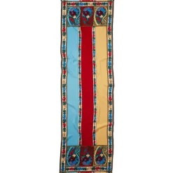 Paisley Border Striped Oblong Wool Scarf