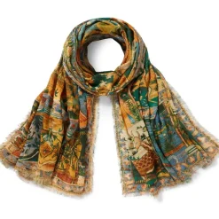 Persian Pictorial Textile Oversize Oblong Scarf