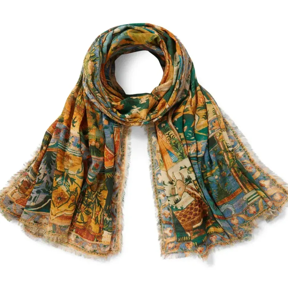 Persian Pictorial Textile Oversize Oblong Scarf