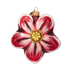 Red Poinsettia Glass Ornament