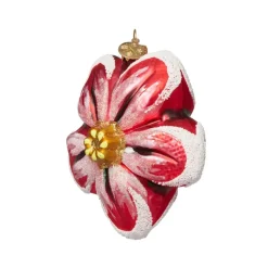 Red Poinsettia Glass Ornament