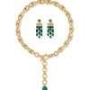 Roman Malachite Statement Necklace And Chandelier Earrings Set
