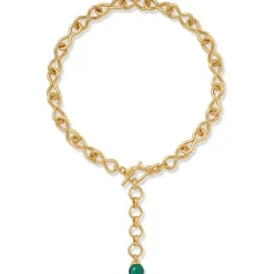 Roman Malachite Statement Necklace And Chandelier Earrings Set