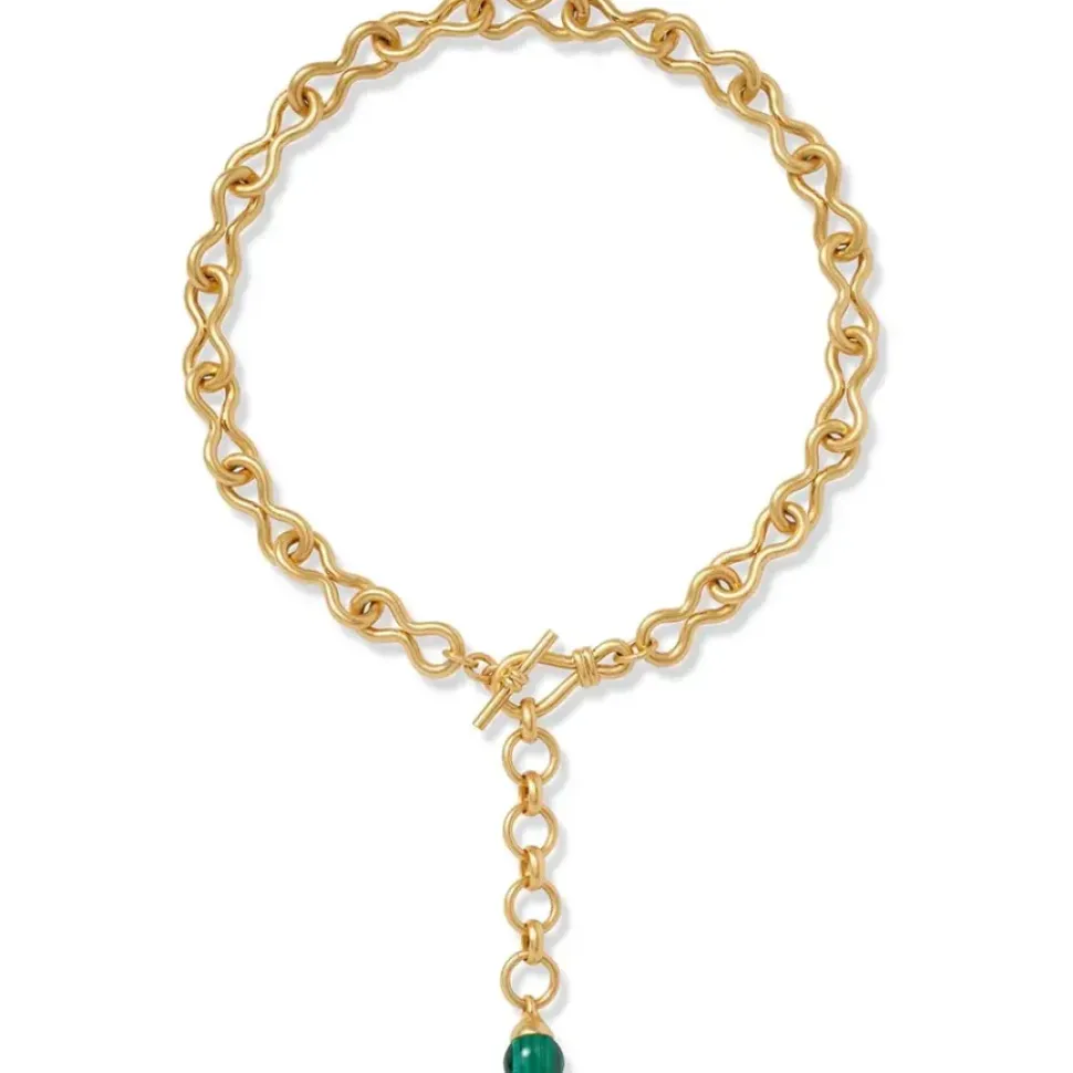 Roman Malachite Statement Necklace And Chandelier Earrings Set