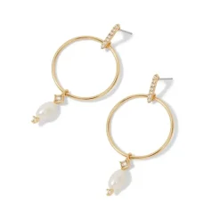 Royal Tudor Forward-Facing Hoop Earrings With Pearl Drops