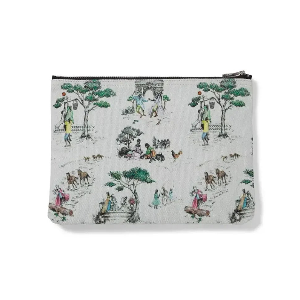 Sheila Bridges Harlem Toile De Jouy Canvas Zip Pouch