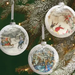 Skating In Central Park Glass Disc Ornament