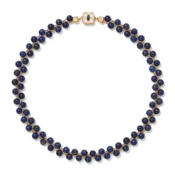 Spanish Baldric Lapis Braided Necklace And Elongated Drop Earrings Set