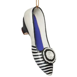 Striped Evening Slipper Shoe Ornament