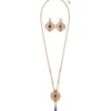 Turkish Amethyst Long Pendant Necklace And Statement Earrings Set