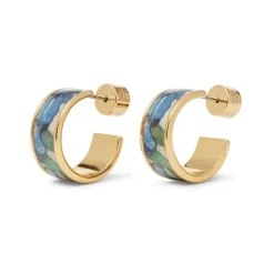 Van Gogh Irises Enamel Hoop Earrings