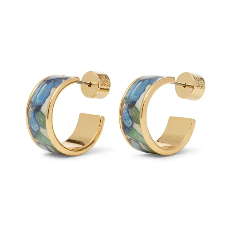 Van Gogh Irises Enamel Hoop Earrings