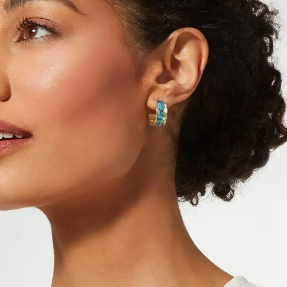 Van Gogh Irises Enamel Hoop Earrings