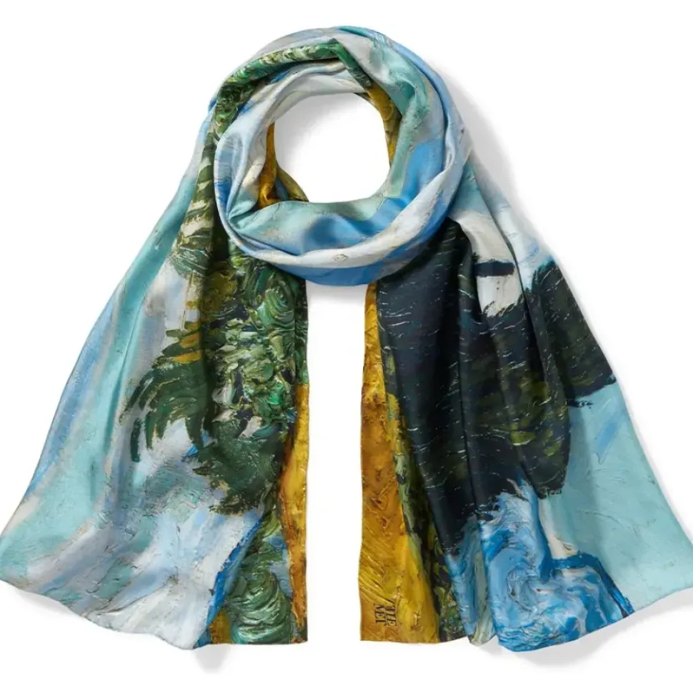 Van Gogh Wheat Field With Cypresses Oversize Oblong Silk Scarf