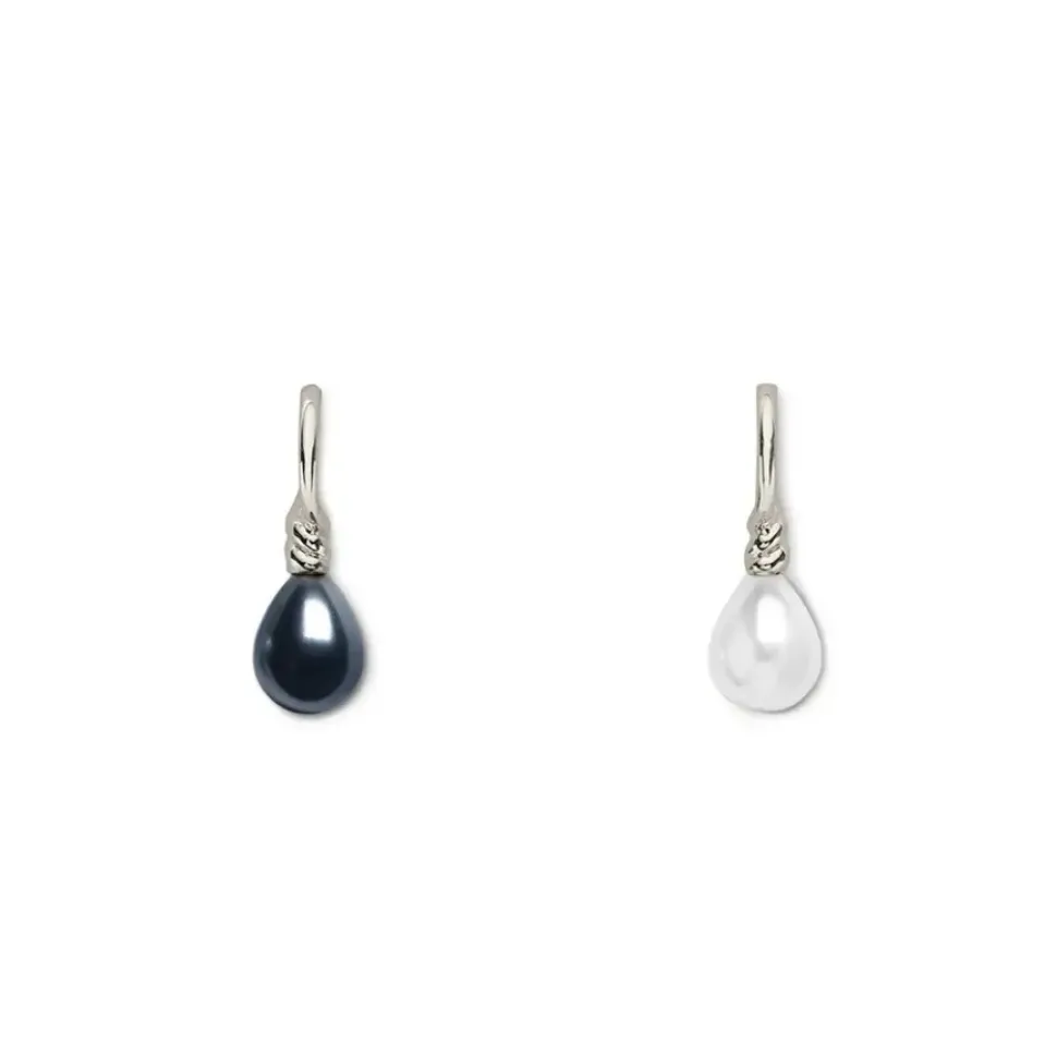 Venus Pearl Silver Drop Earrings, Black/White