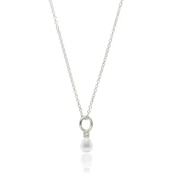 Venus Pearl Silver Pendant Necklace, White
